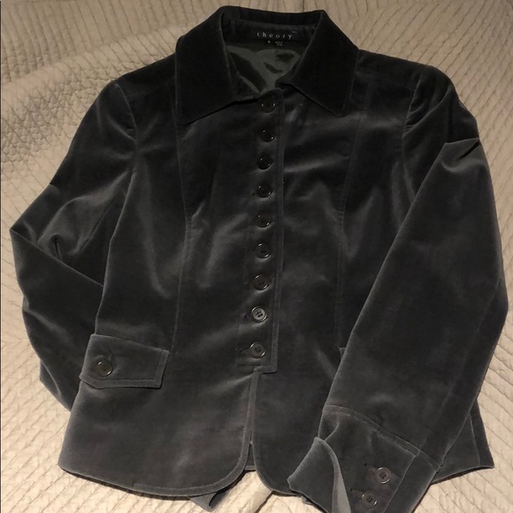 THEORY - Gray Velvet Jacket - Picture 1 of 4